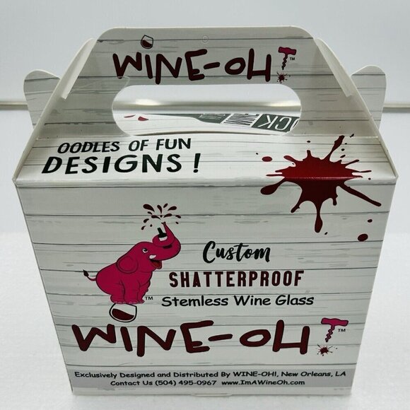 WINE-OH Shatterproof Stemless Wine Glasses BBQ Grill Set 2 NIB 16oz Novelty - Picture 5 of 7
